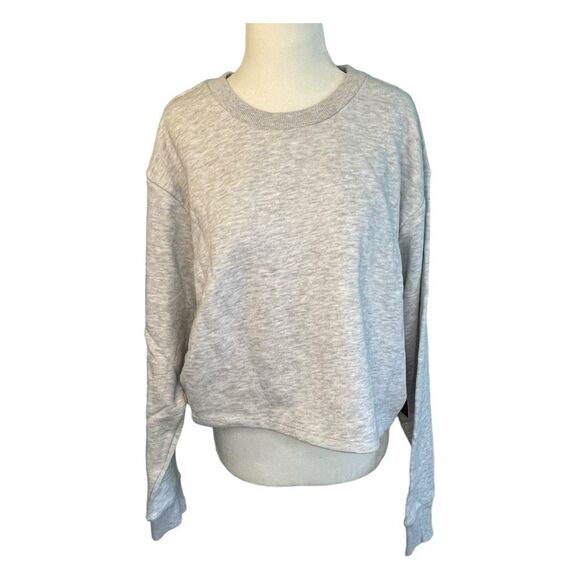 90 Degree By Reflex Cropped Sweatshirt Heather Gray Crewneck Long Sleeve M - Picture 4 of 7
